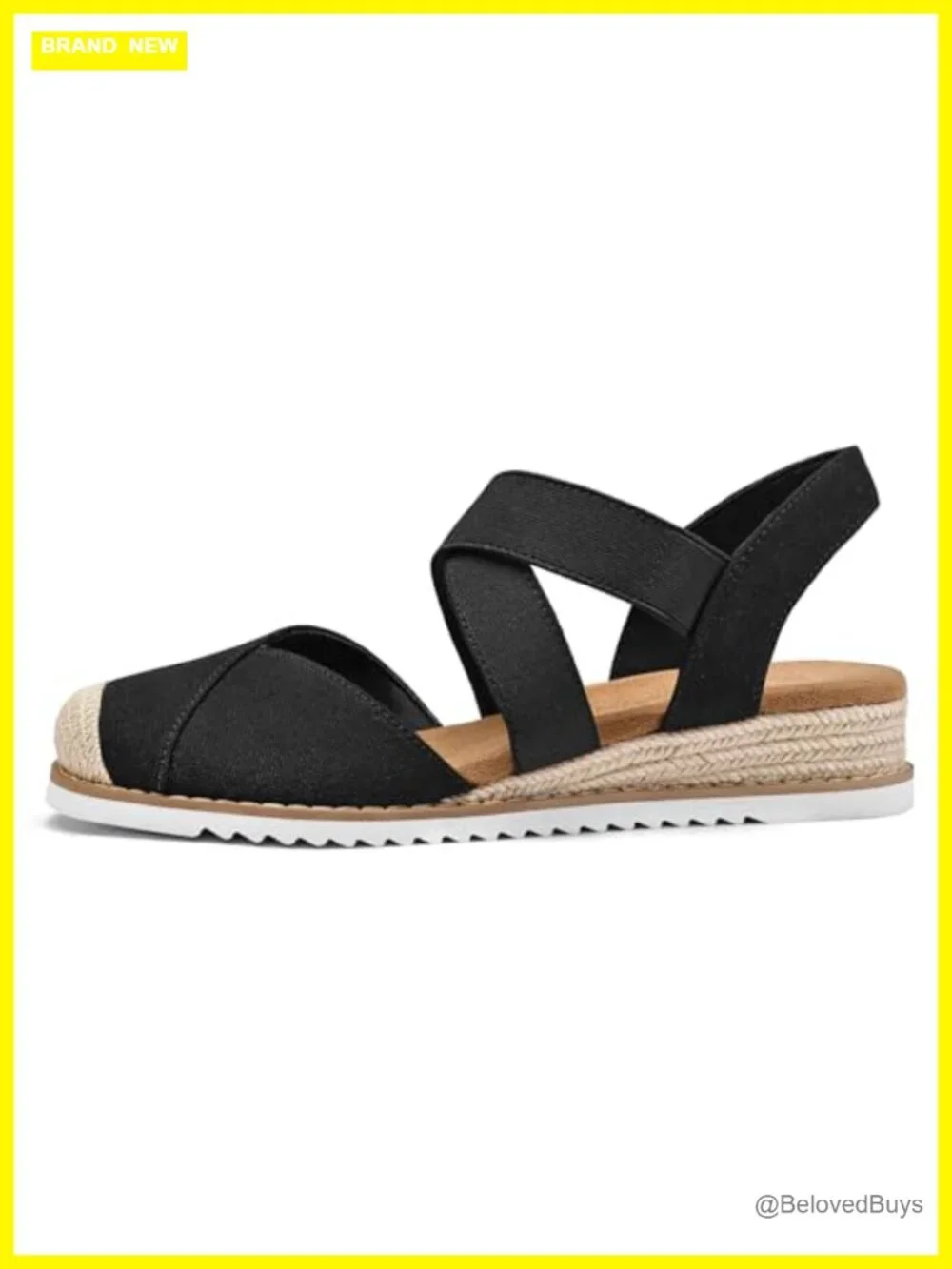 Closed Toe Espadrille Wedge Sandals with Elastic Ankle Strap